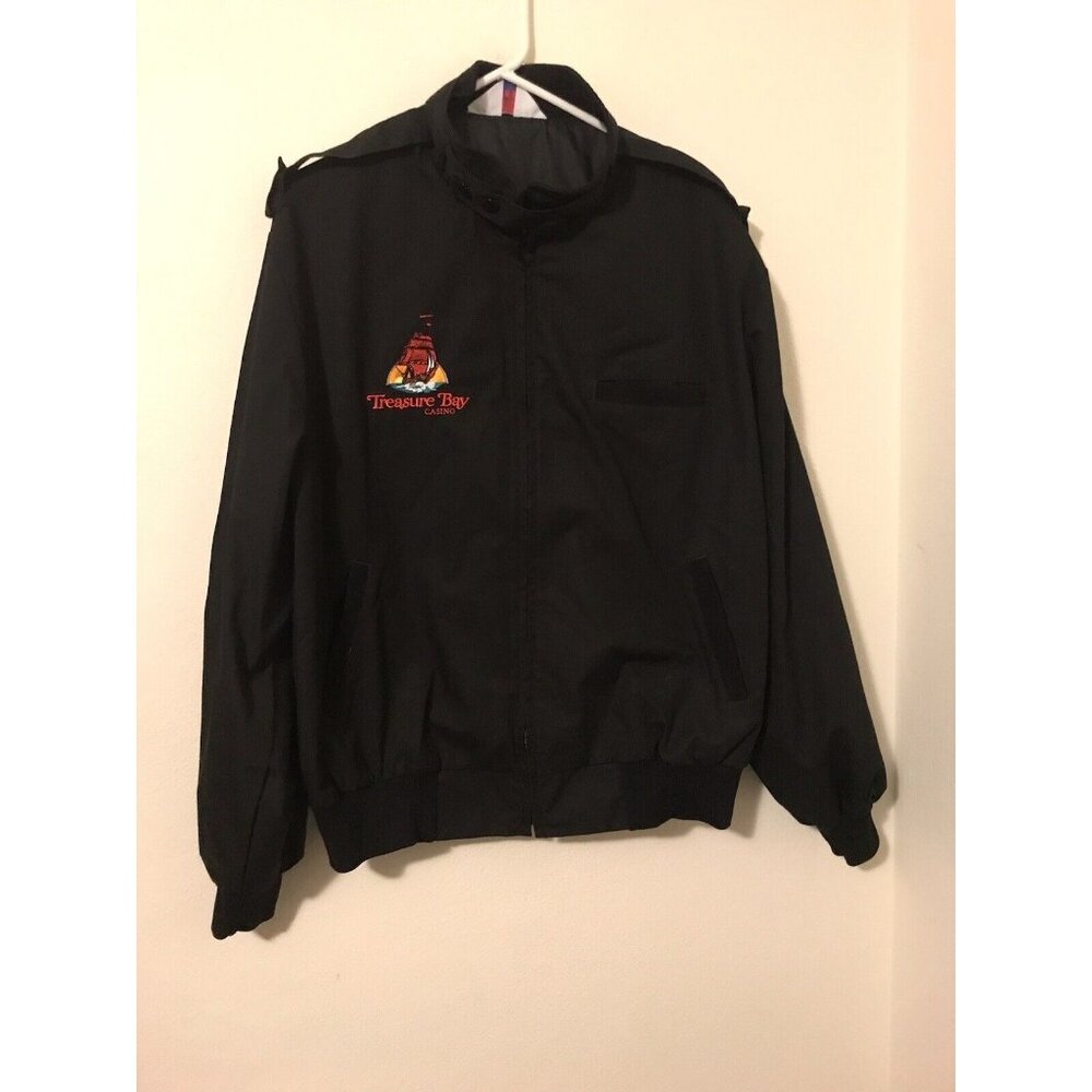 Treasure Bay Casino Jacket Men XL Zippered Black Made In USA Coat Biloxi